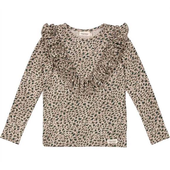 NEW MARMAR COPENHAGEN girl's leopard ruffle top in donkey - Picture 1 of 1